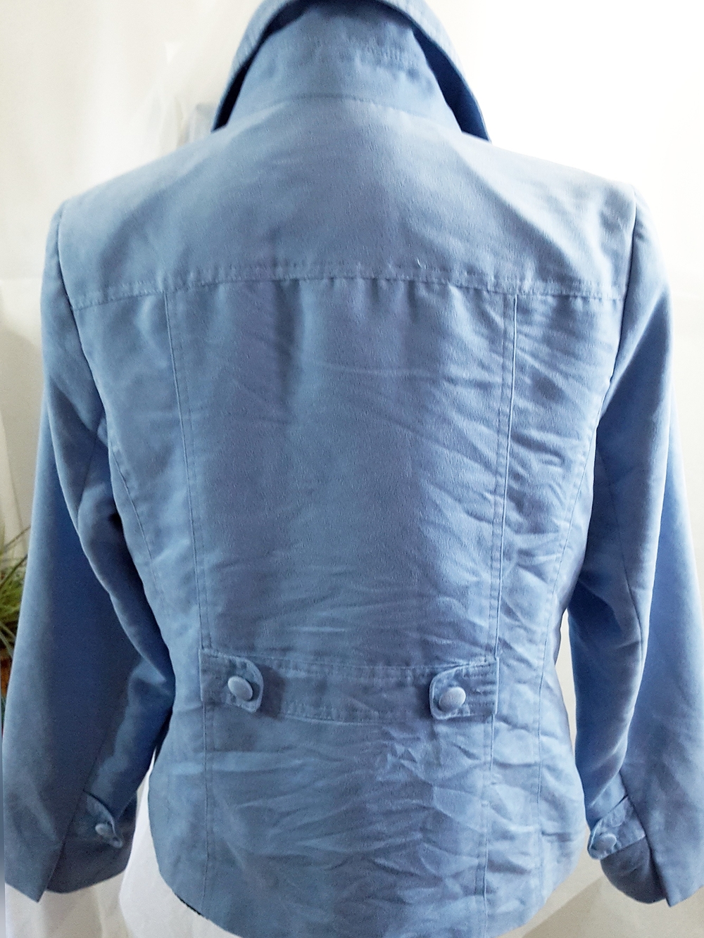 TanJay Vintage Light Blue Faux Suede Zip-Front Blazer Jacket - Picture 9 of 13